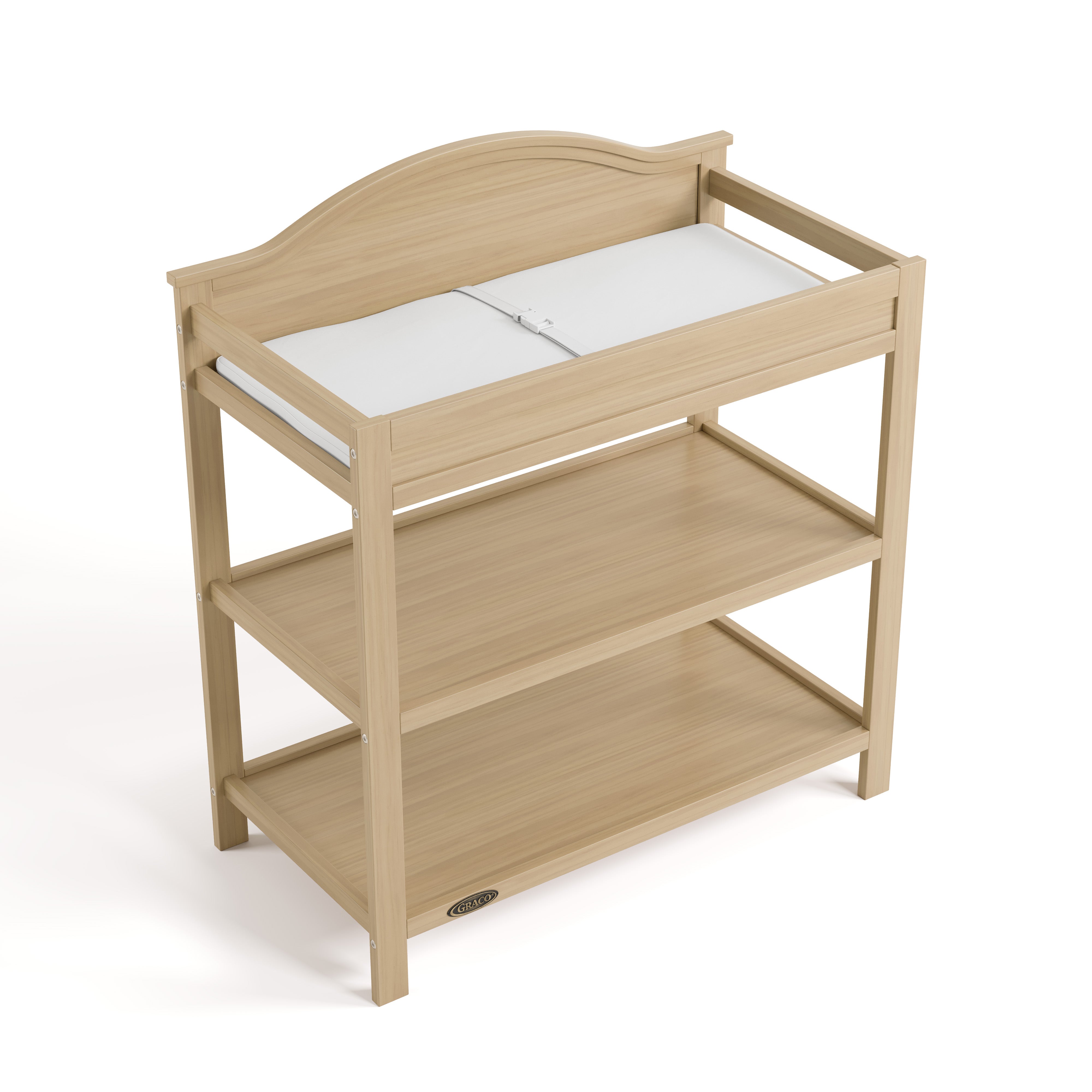 story driftwood changing table with changing pad top view