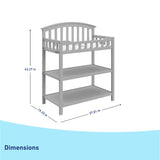 pebble gray changing table dimensions