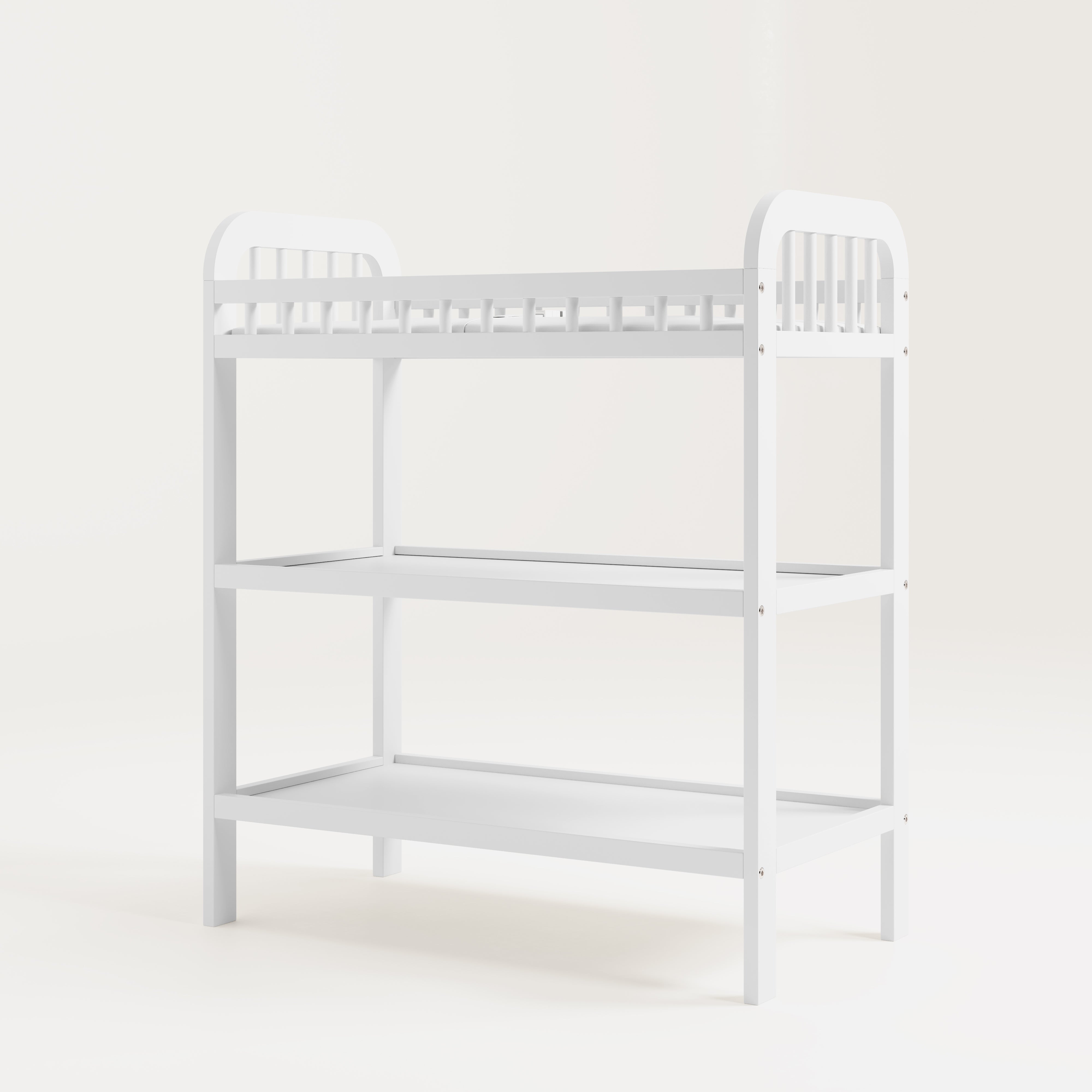 white pasadena changing table side view