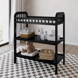 pasadena changing table black front view in bathroom 