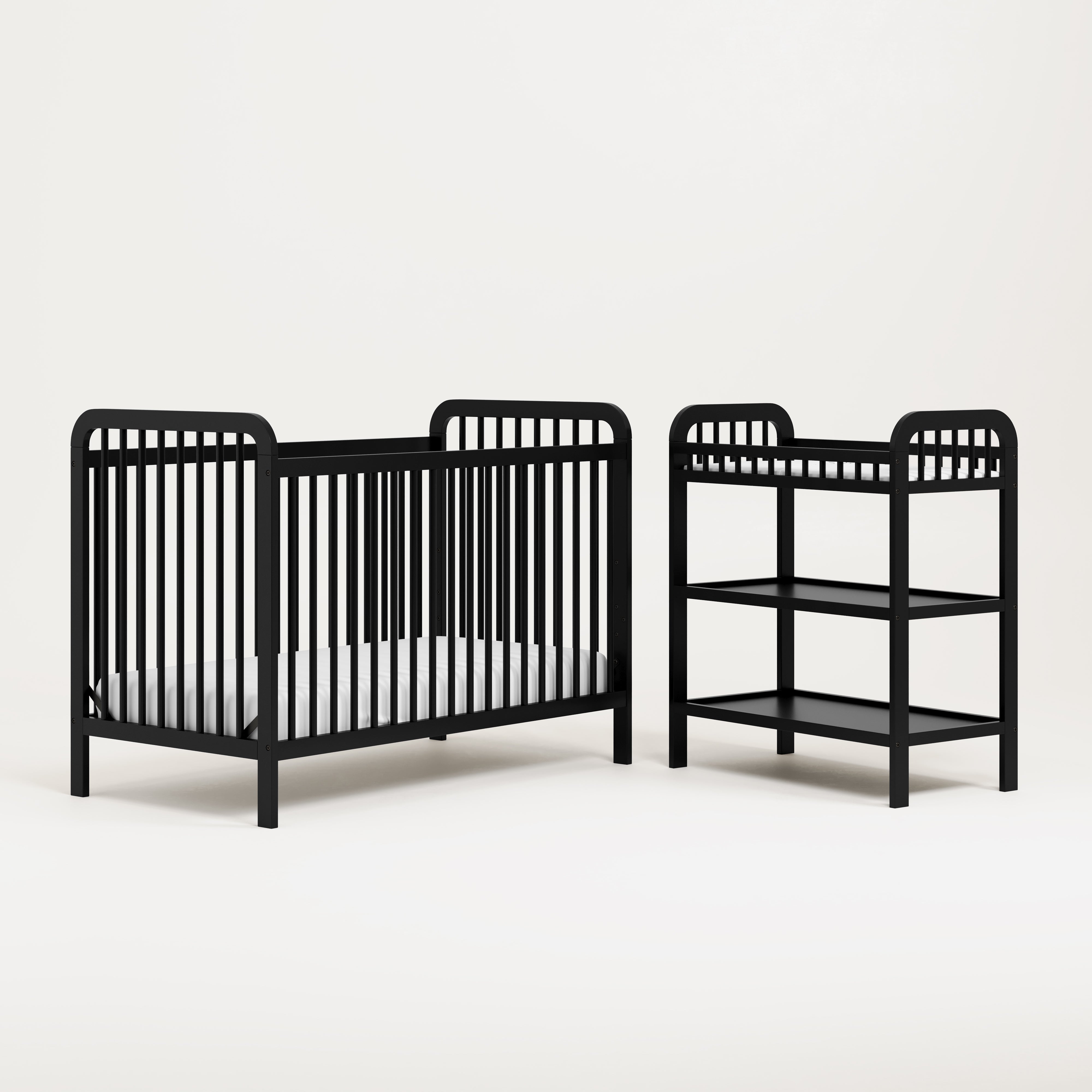 pasadena changing table black with crib side view