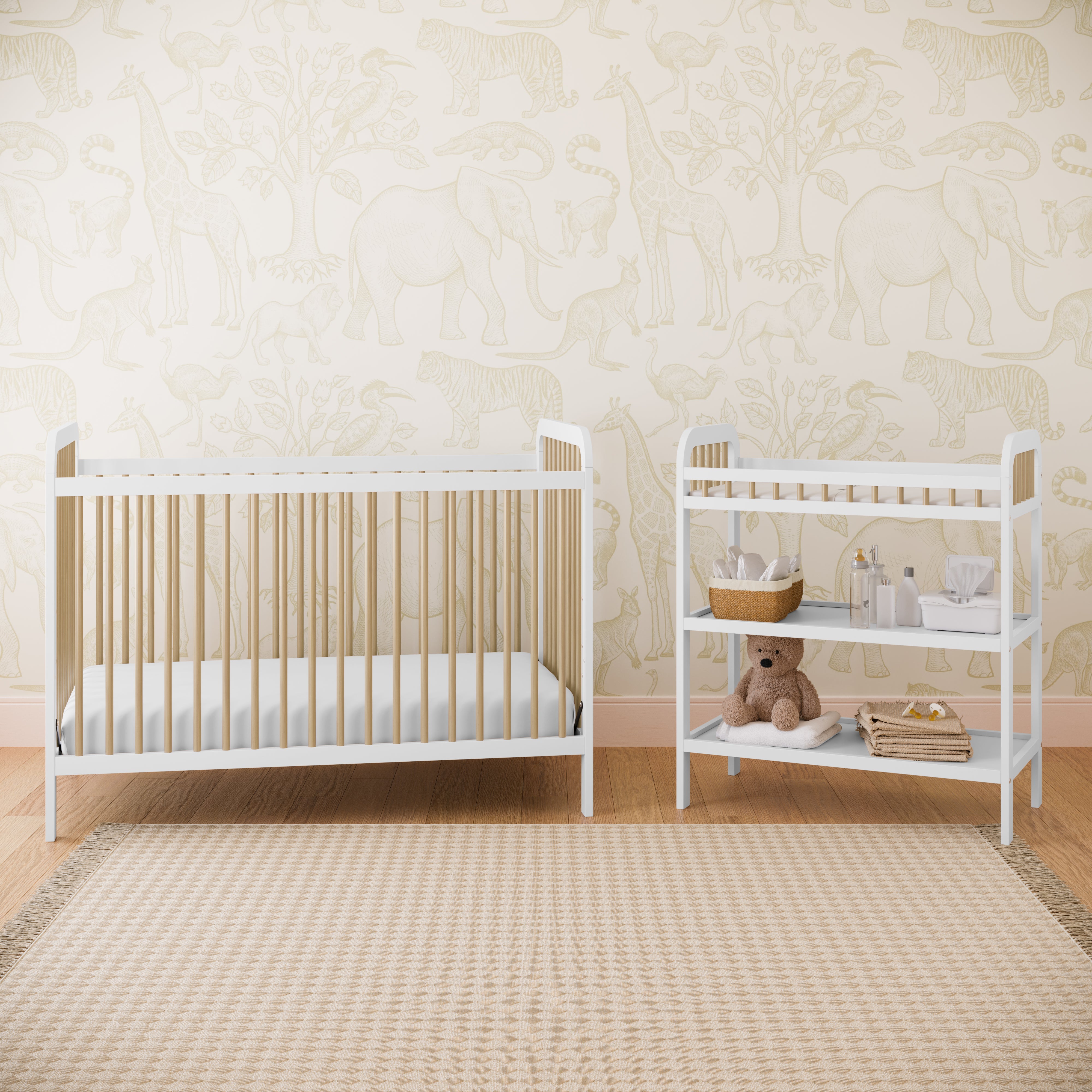 pasadena changing table and crib in bedroom