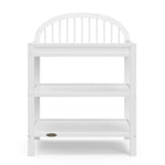 front view of white changing table