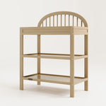 angled view of driftwood changing table