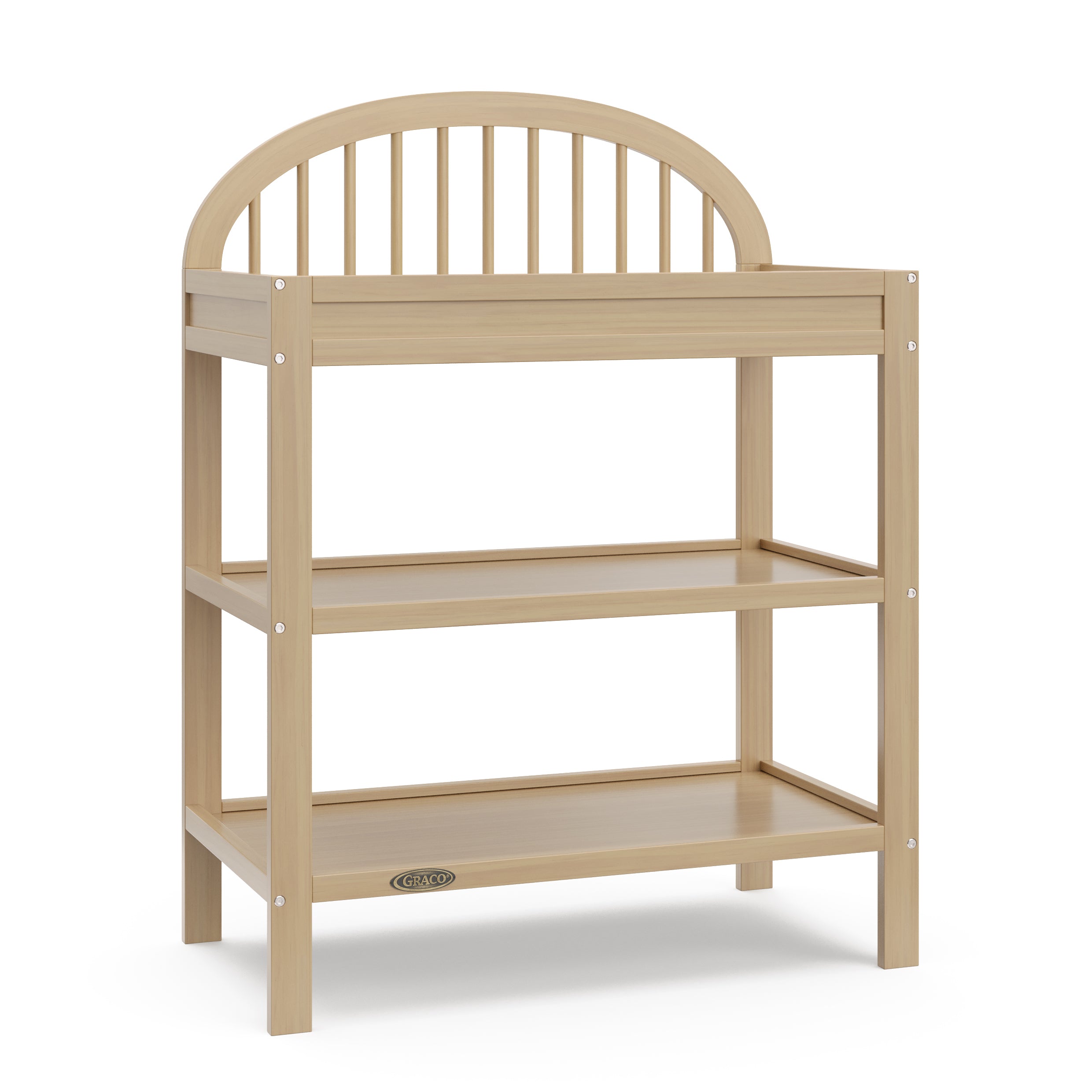 angled view of driftwood changing table