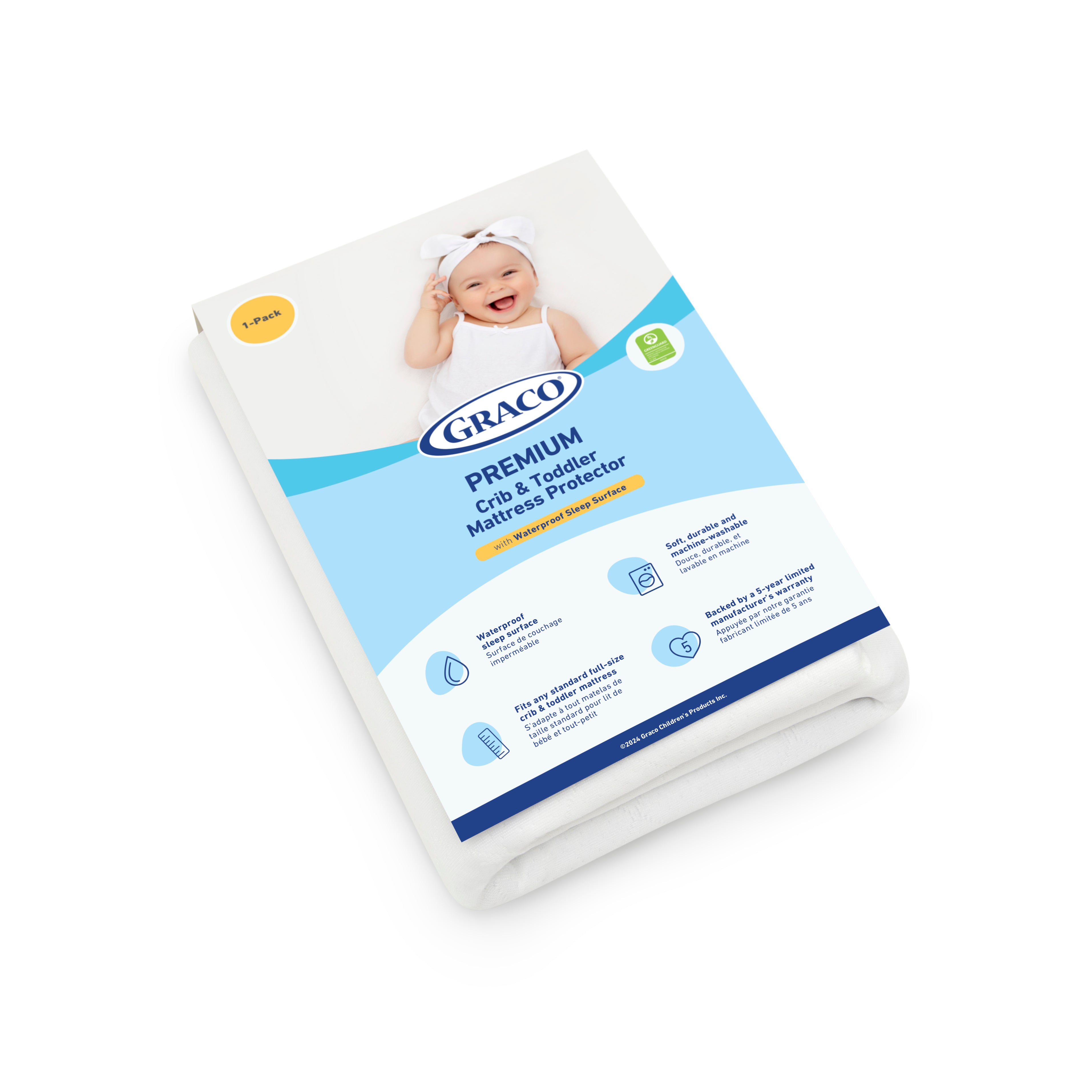 Graco® Premium Waterproof Crib and Toddler Mattress Protector.