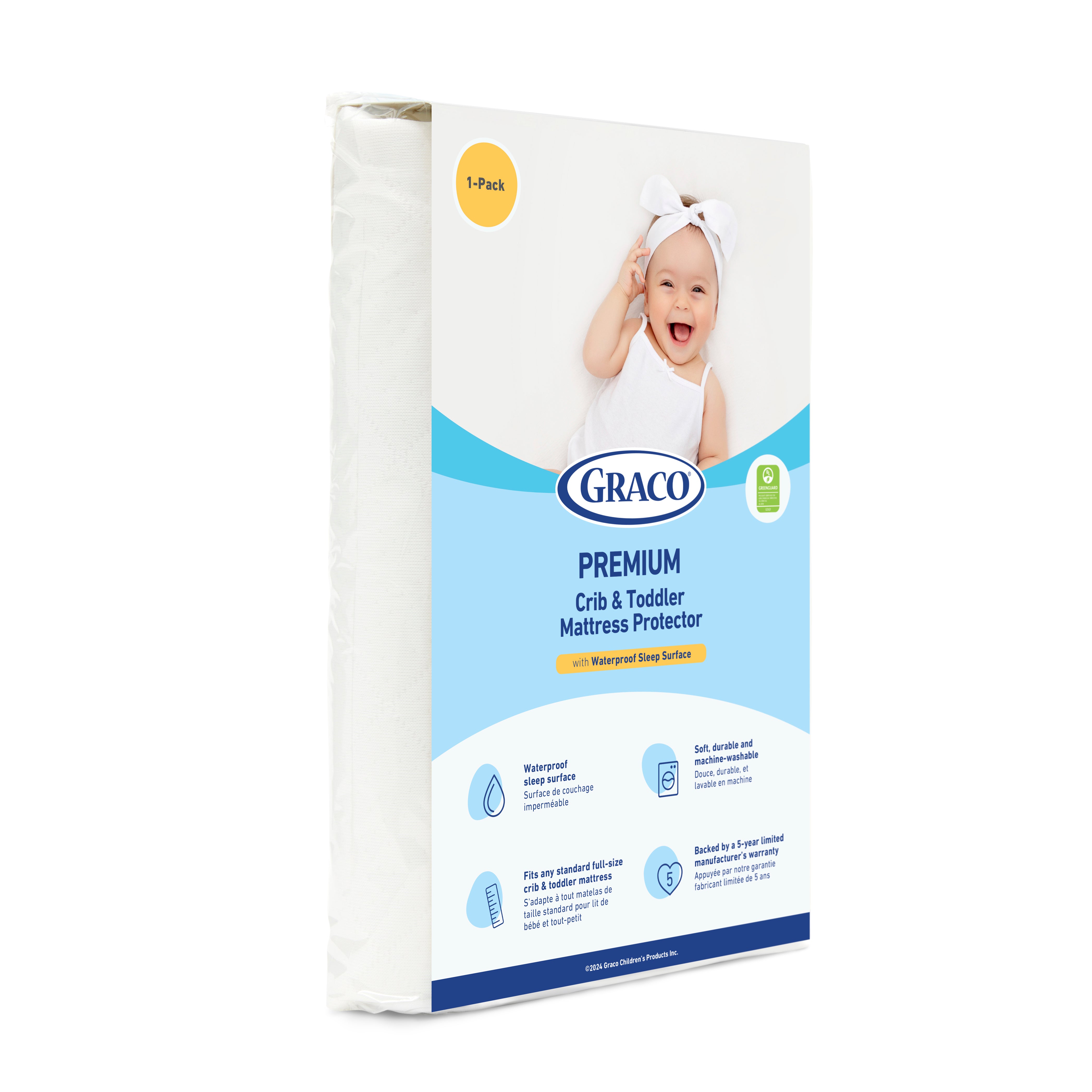 Graco® Premium Waterproof Crib and Toddler Mattress Protector.