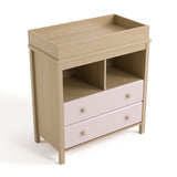 alpine 2 drawer changing chest blush with driftwood top view