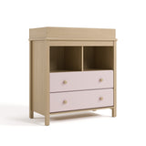 alpine 2 drawer changing chest blush with driftwood angle view