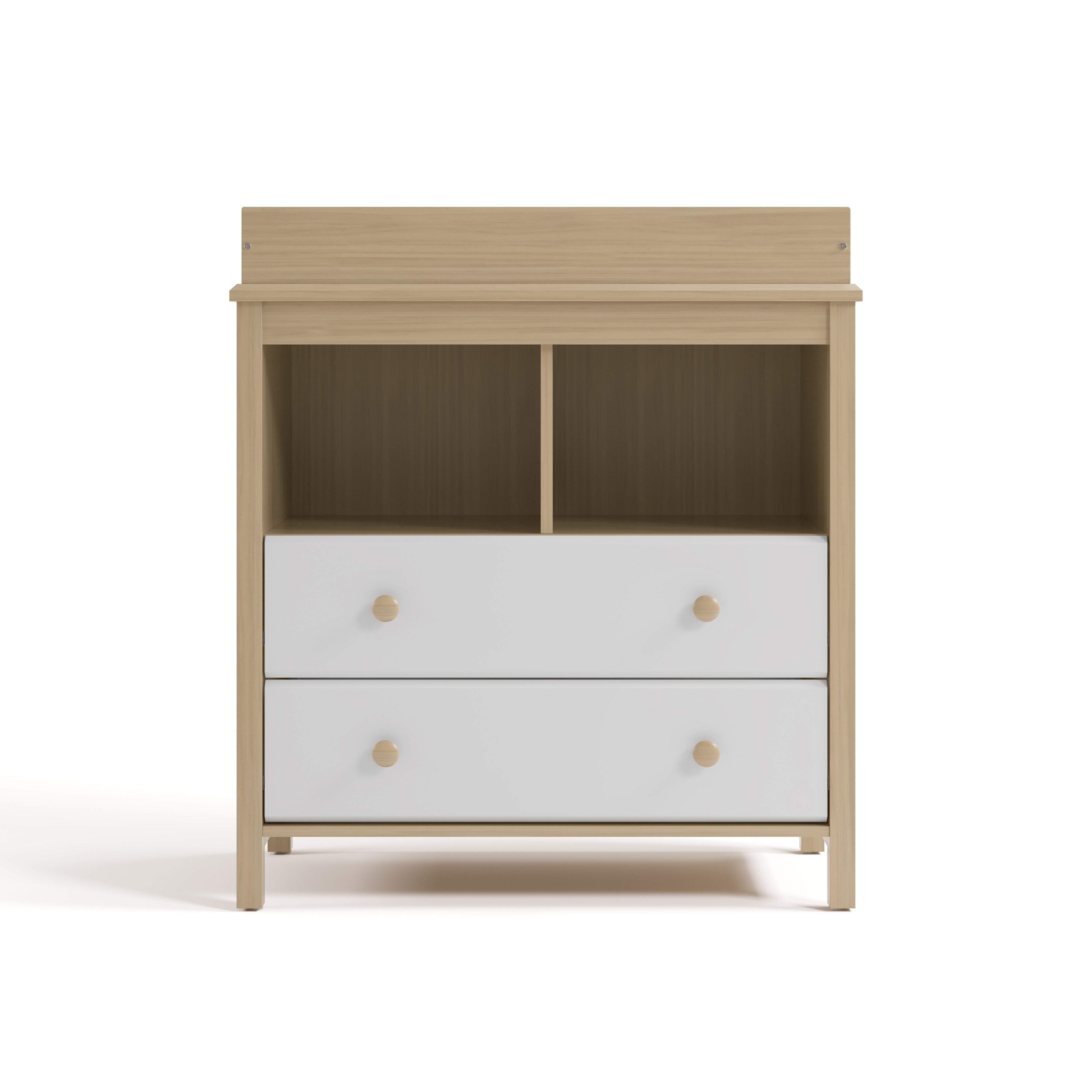 alpine 2 drawer changing chest white with driftwood front view