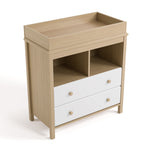 alpine 2 drawer changing chest white with driftwood top view