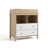 alpine 2 drawer changing chest white with driftwood angle view