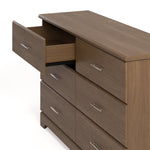 brookside 6 drawer dresser hazelnut close up view of top left drawer open