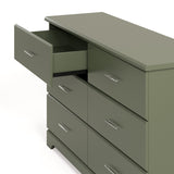 brookside 6 drawer dresser olive close up view of top left drawer open