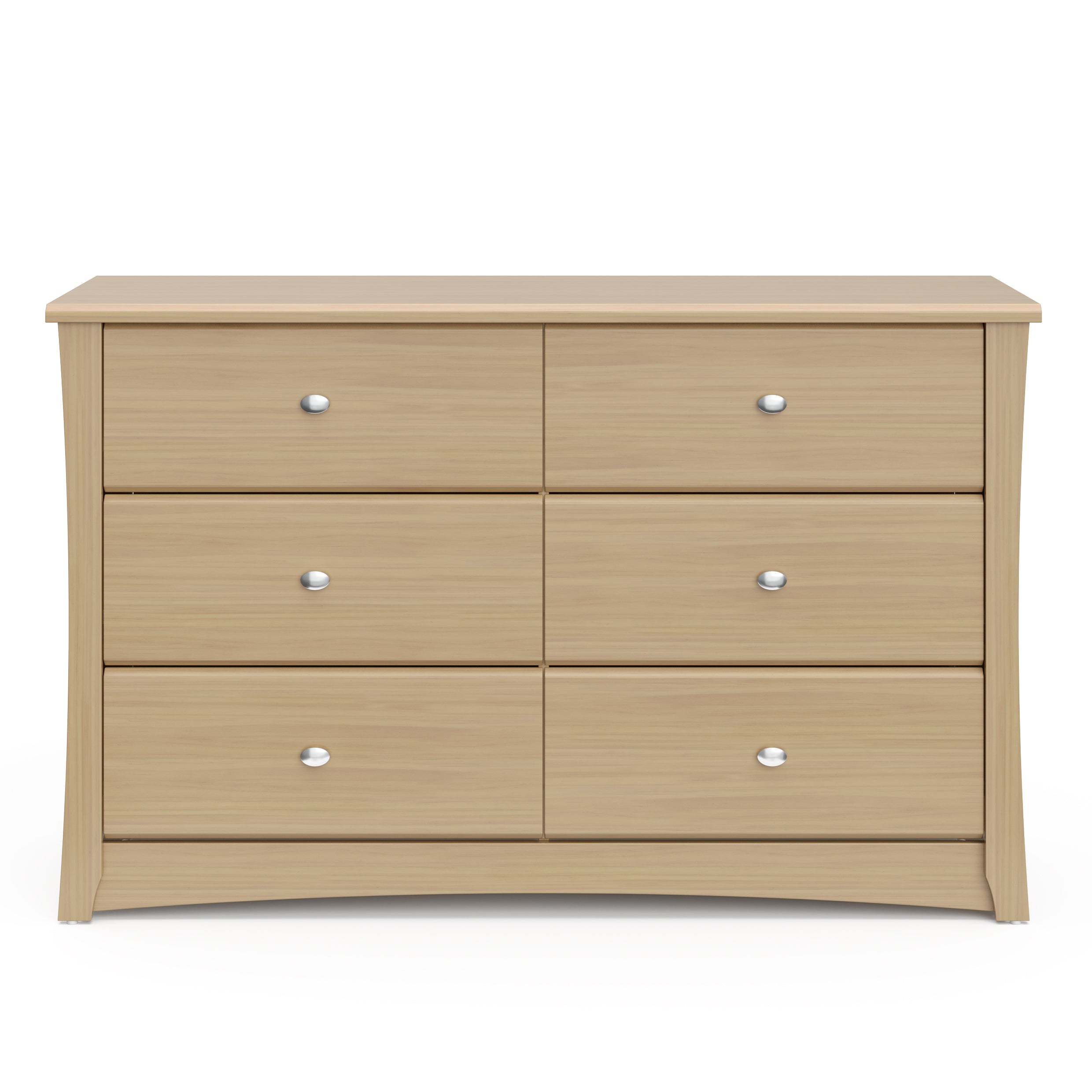 crescent 6 drawer dresser driftwood front view