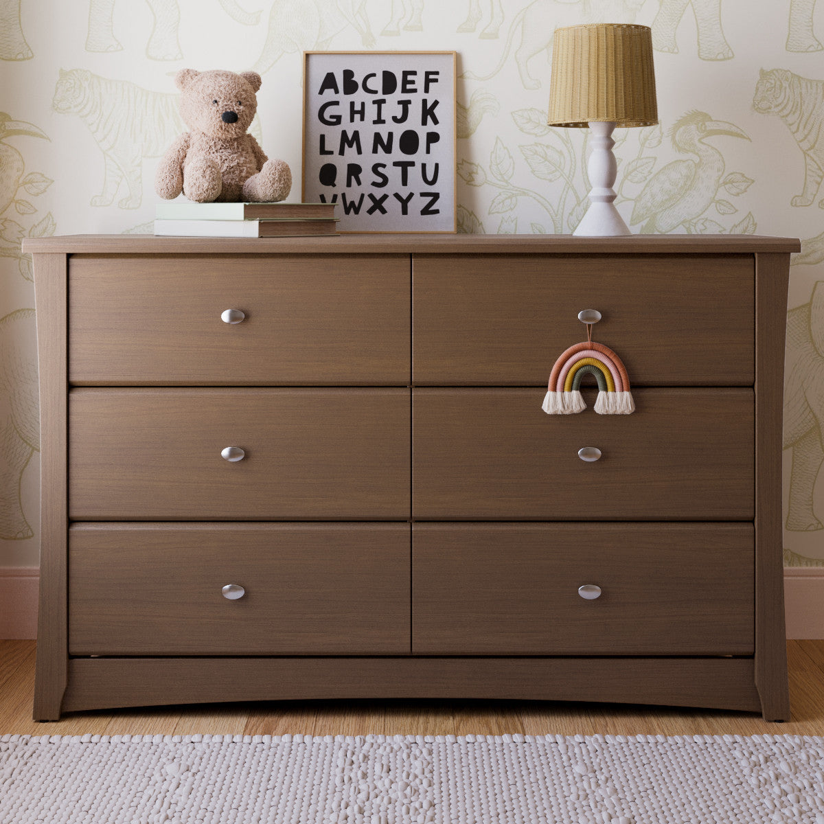 crescent 6 drawer dresser hazelnut nursery shot