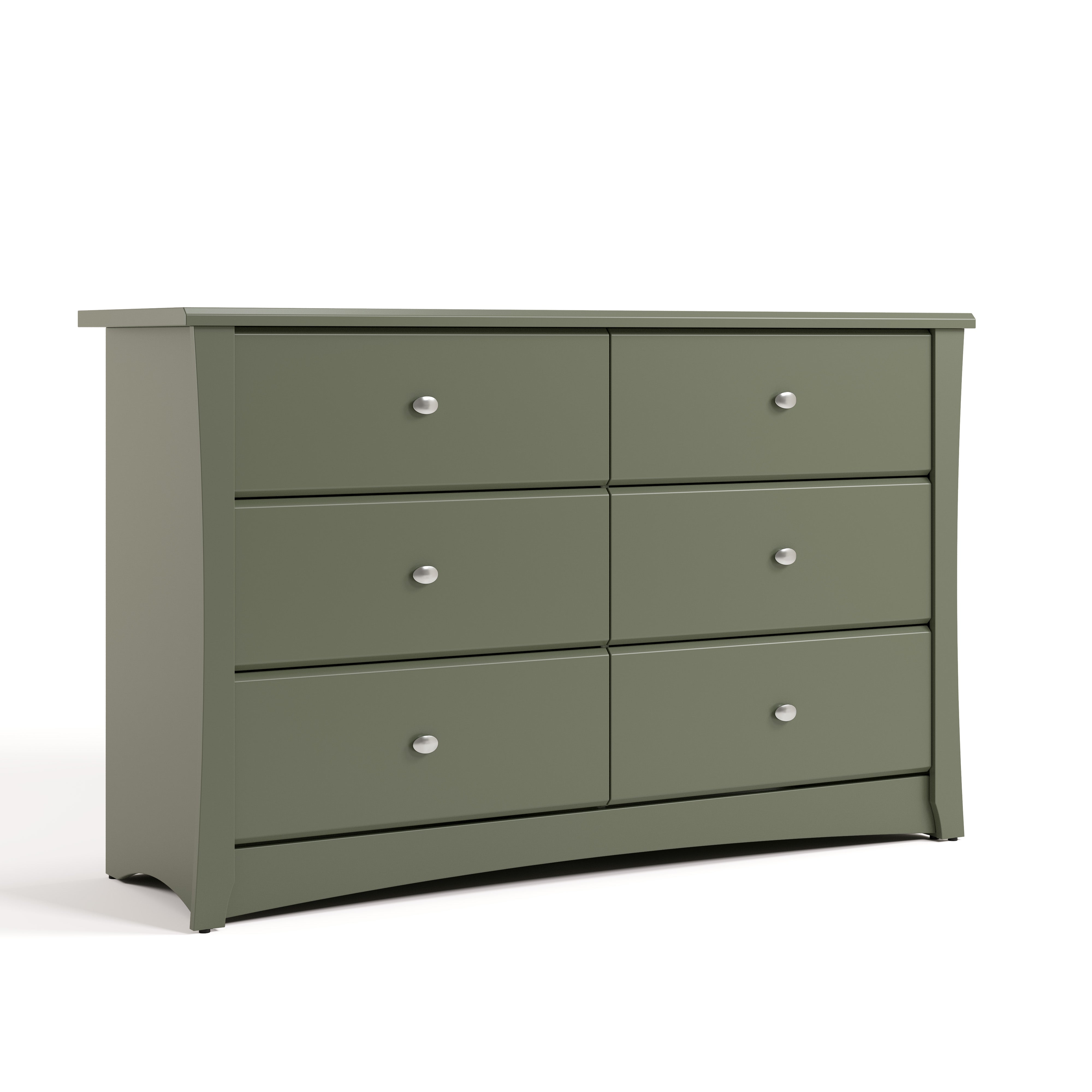 crescent 6 drawer dresser olive angle view