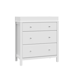 white 3 drawer chest with changing topper