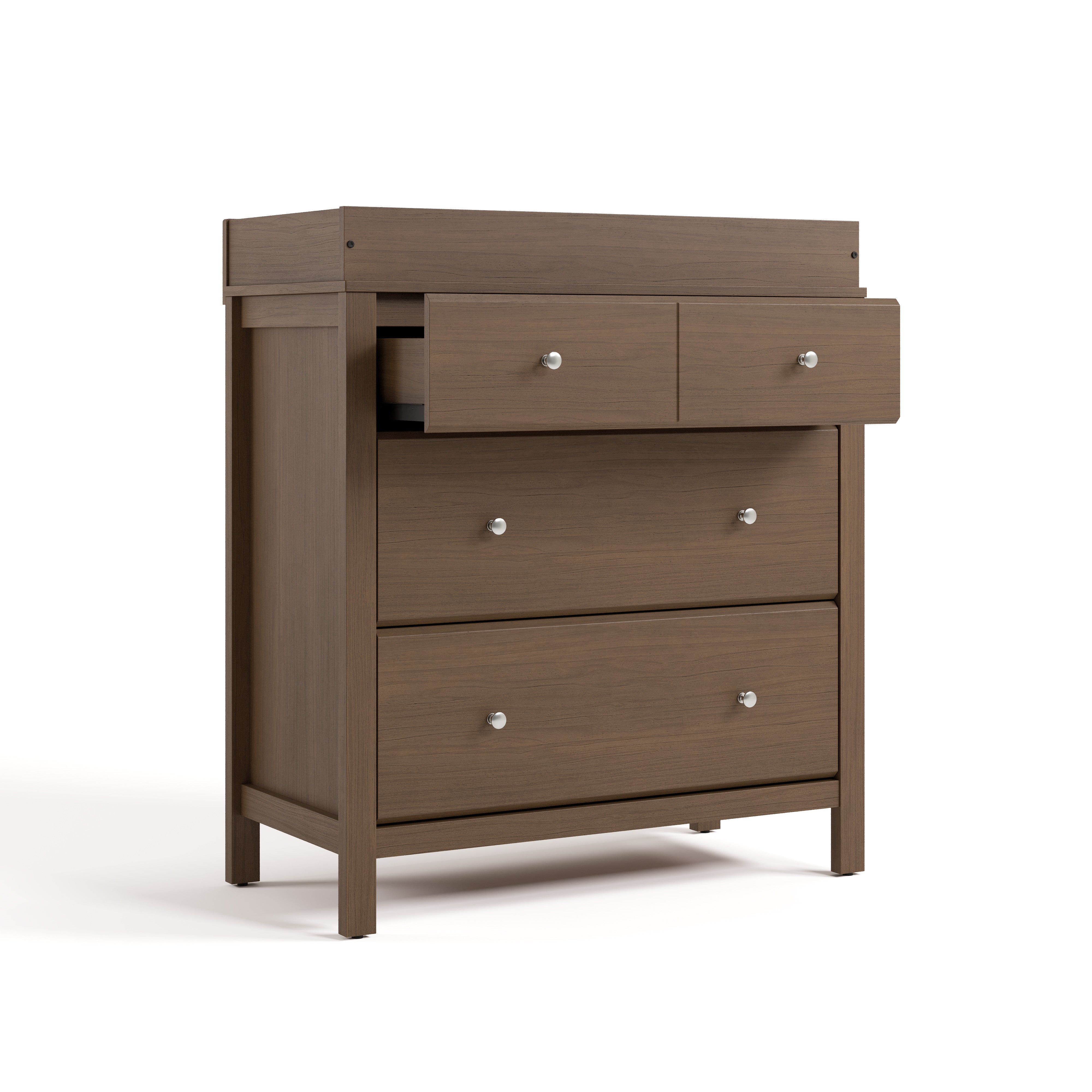 horizon 3 drawer changing chest hazelnut with top drawer open angle view