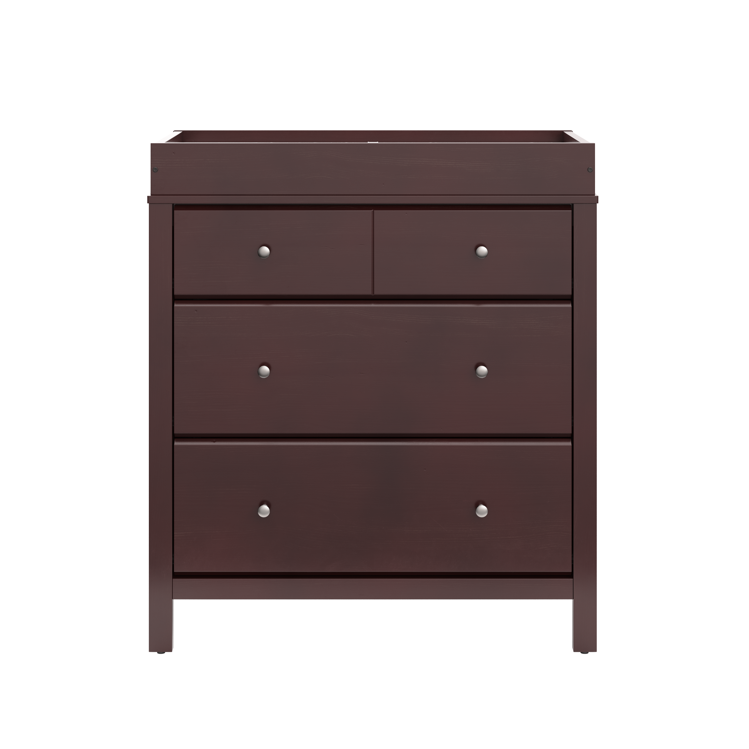 espresso 3 drawer chest with changing topper