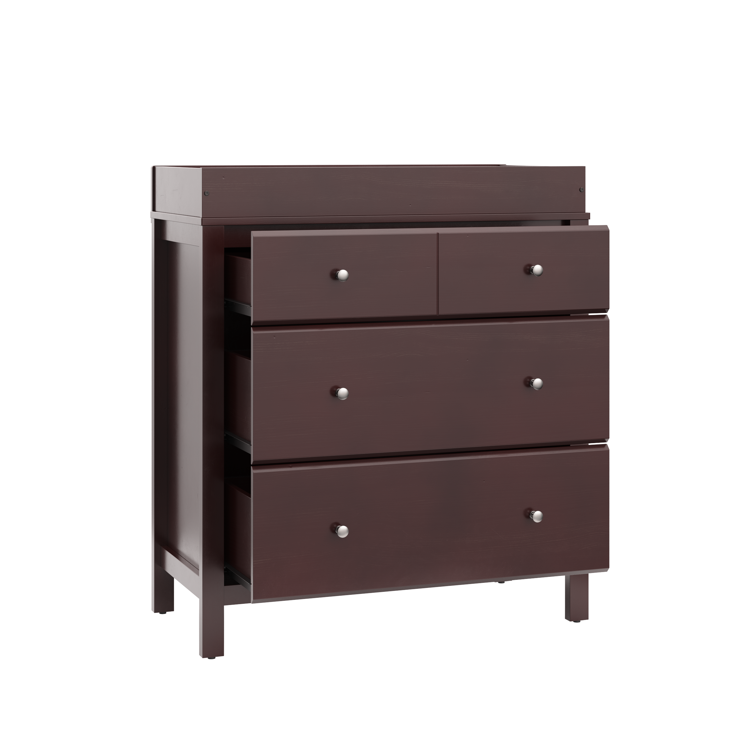 espresso chest with 3 open drawer