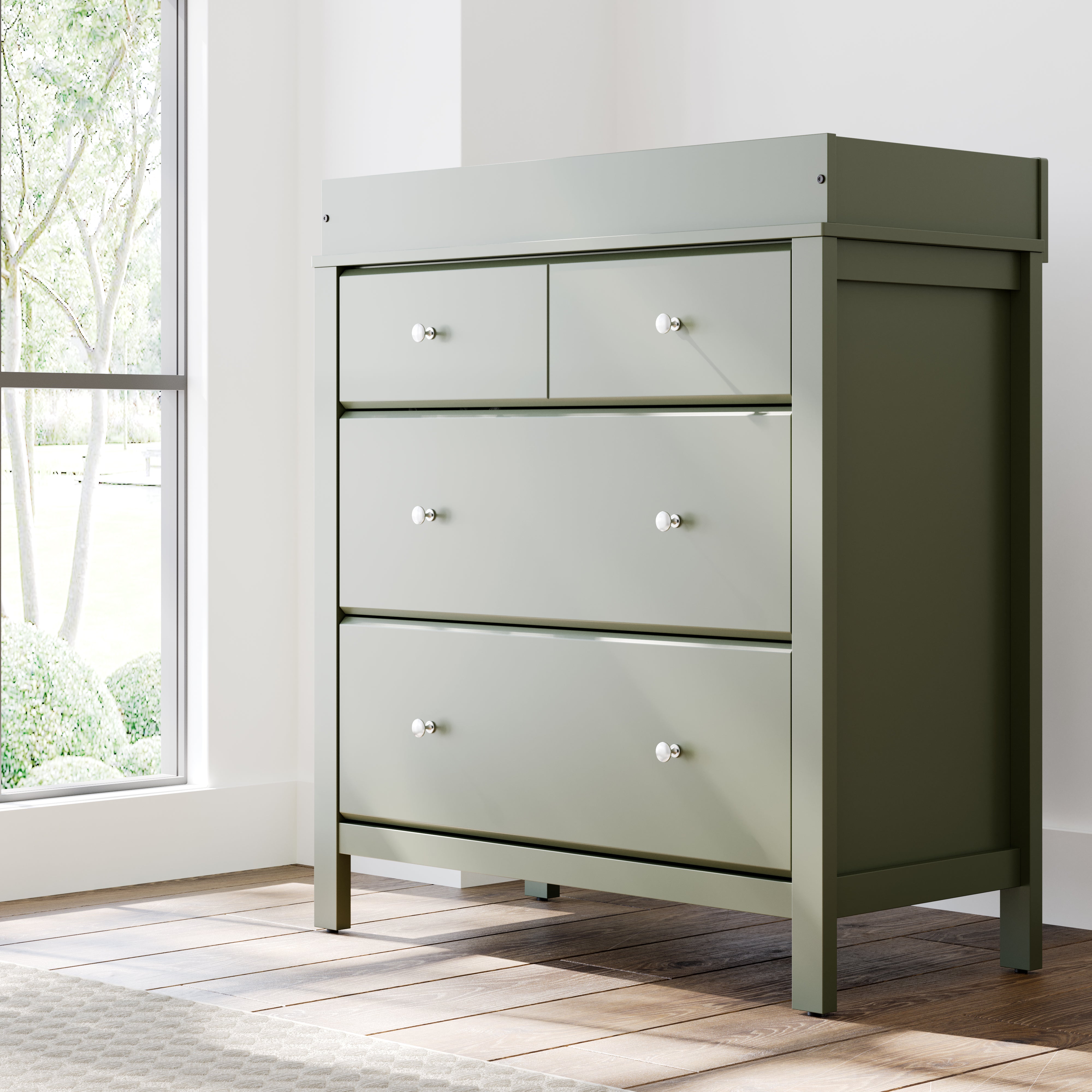 horizon 3 drawer changing chest olive kids room shot