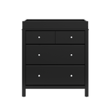 front view of black 3 drawer chest with changing topper