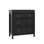 angled view black 3 drawer chest with changing topper