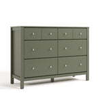 Horizon 6 drawer dresser olive angle view