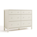 Horizon 6 drawer dresser frosted oat angle view