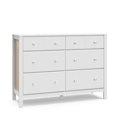 angled view of white with driftwood dresser