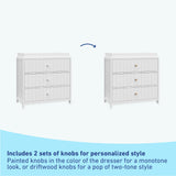 Graco® Teddi® 3 Drawer Chest with Customizable Knobs and Removable Changing Topper.