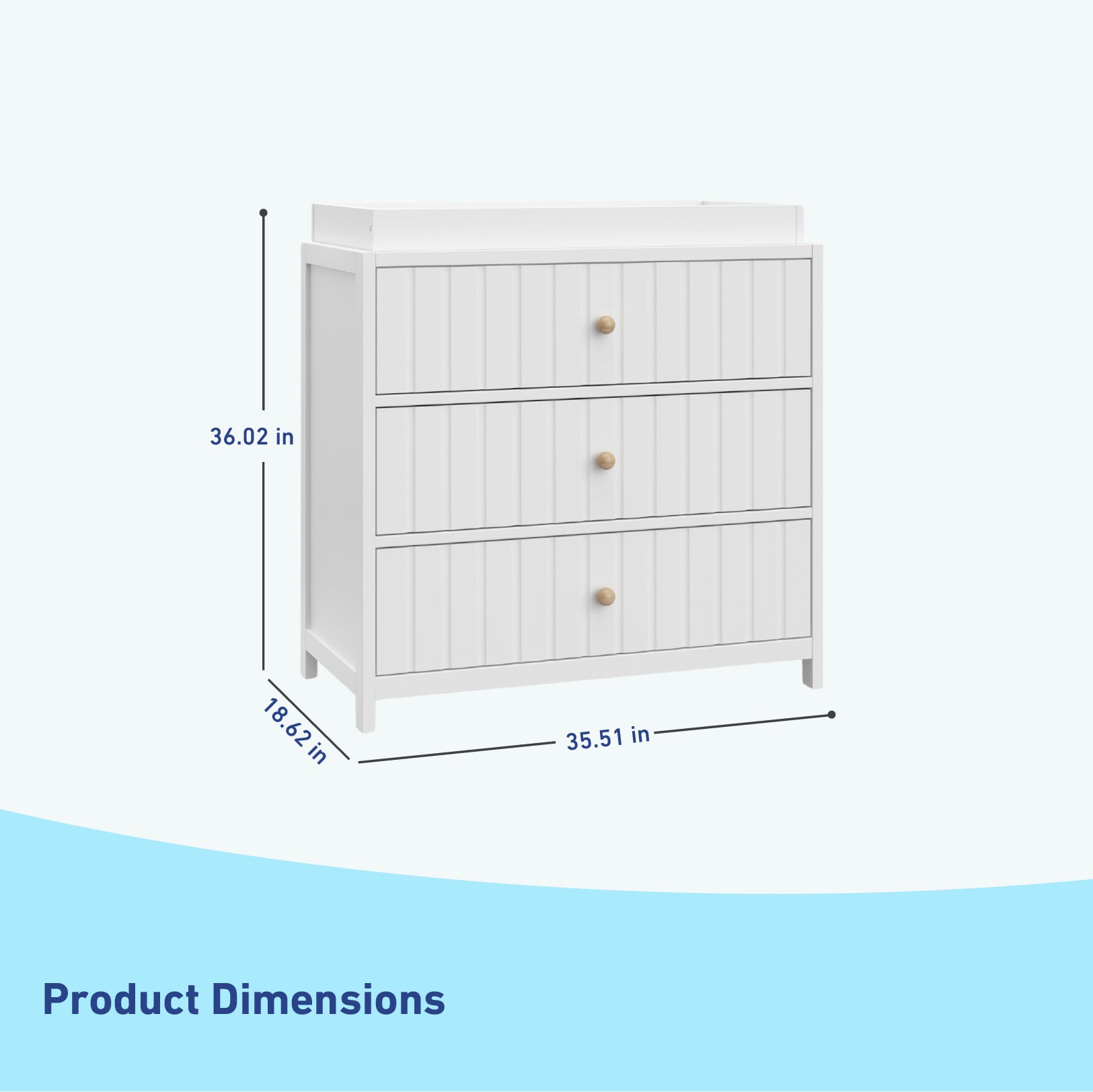 Graco® Teddi® 3 Drawer Chest with Customizable Knobs and Removable Changing Topper.