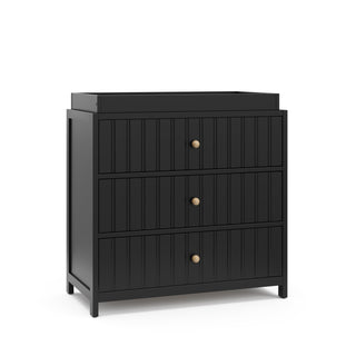 Black 3 drawer dresser angled view