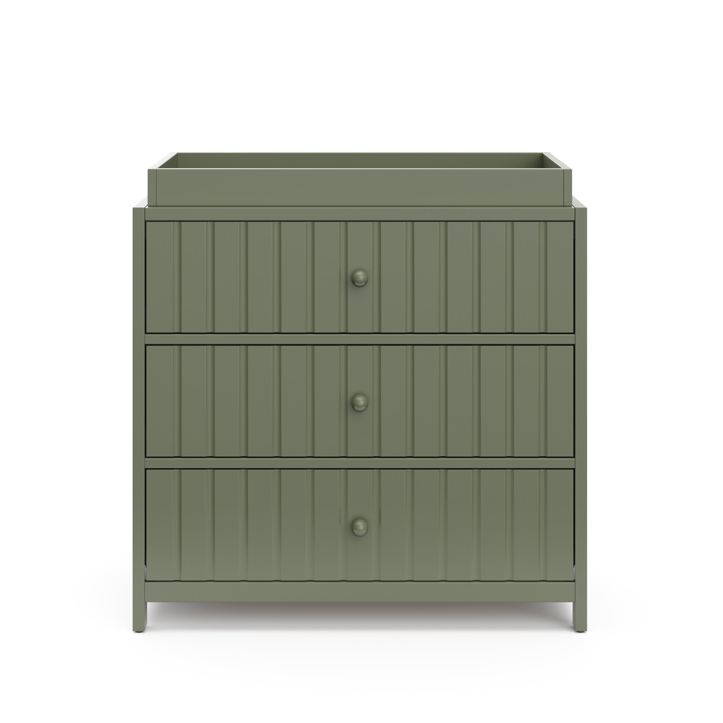 3 Drawer Chest with Changing Topper front view (Olive)