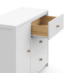 3 drawer combo dresser with drawer out angled view (white)