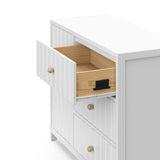 3 drawer combo dresser with drawer out angled view (white)