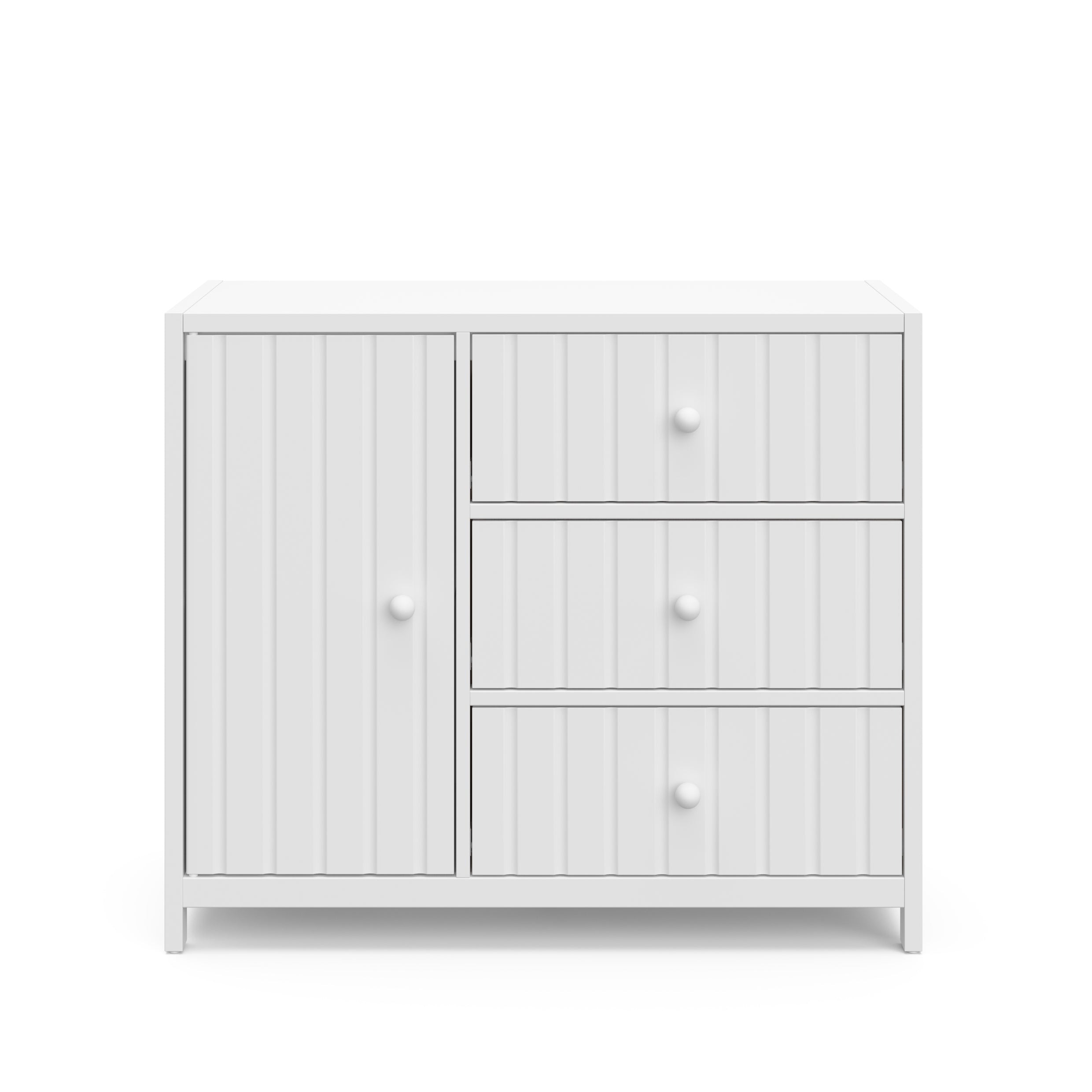 3 drawer combo dresser front view (white)