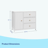 combo 3 drawer dresser with dimensions (white)