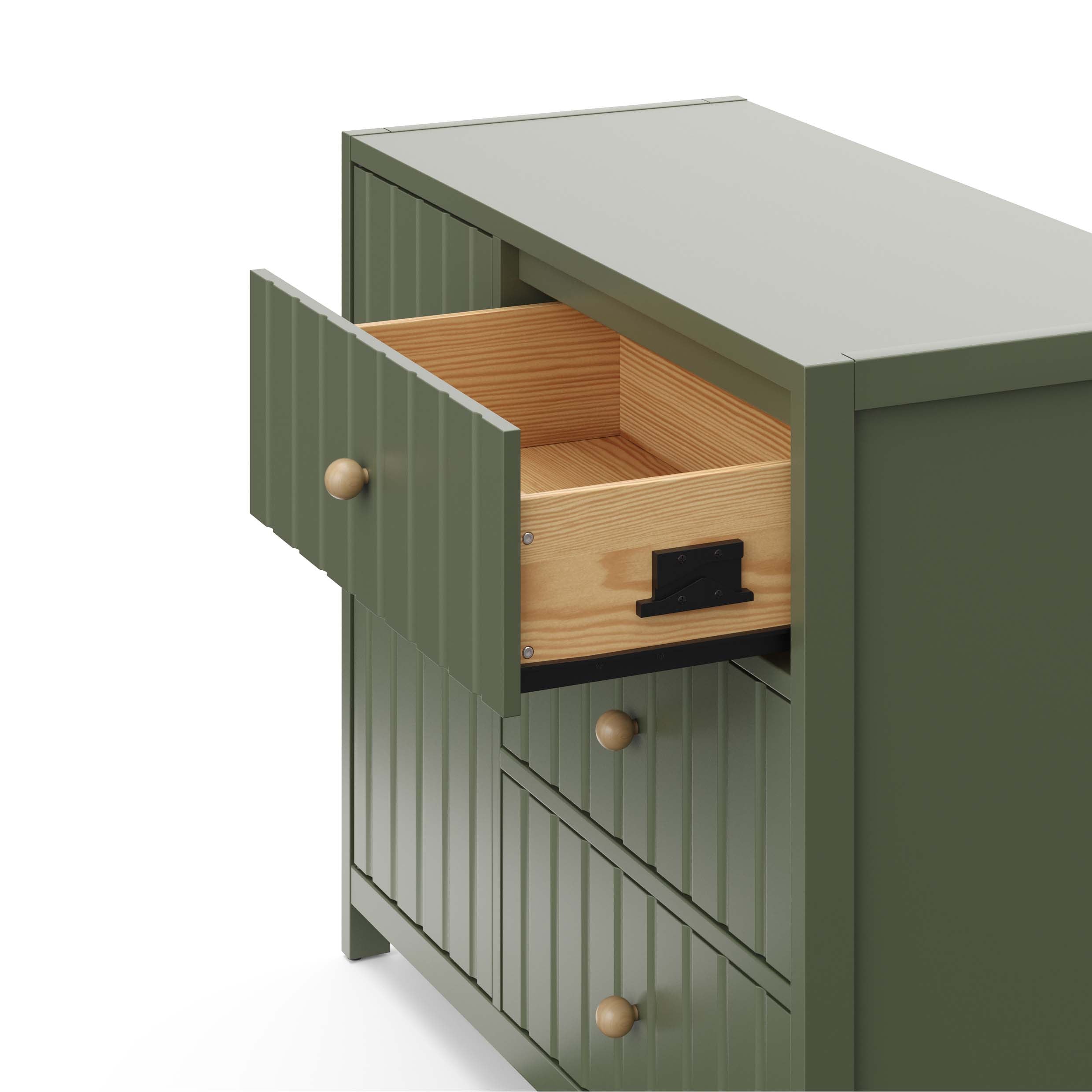 3 drawer combo dresser with drawer out (olive)