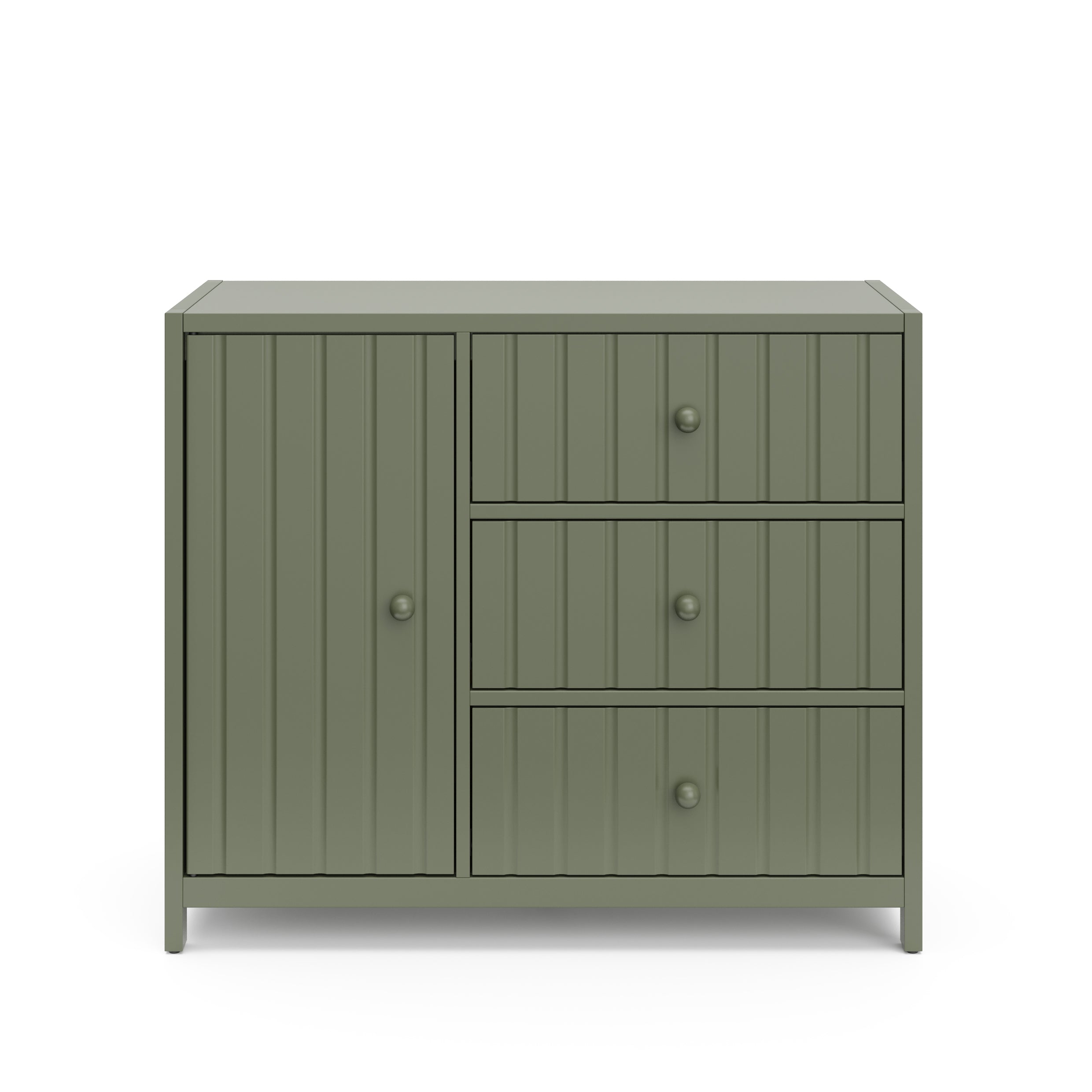 3 drawer combo dresser front view (olive)