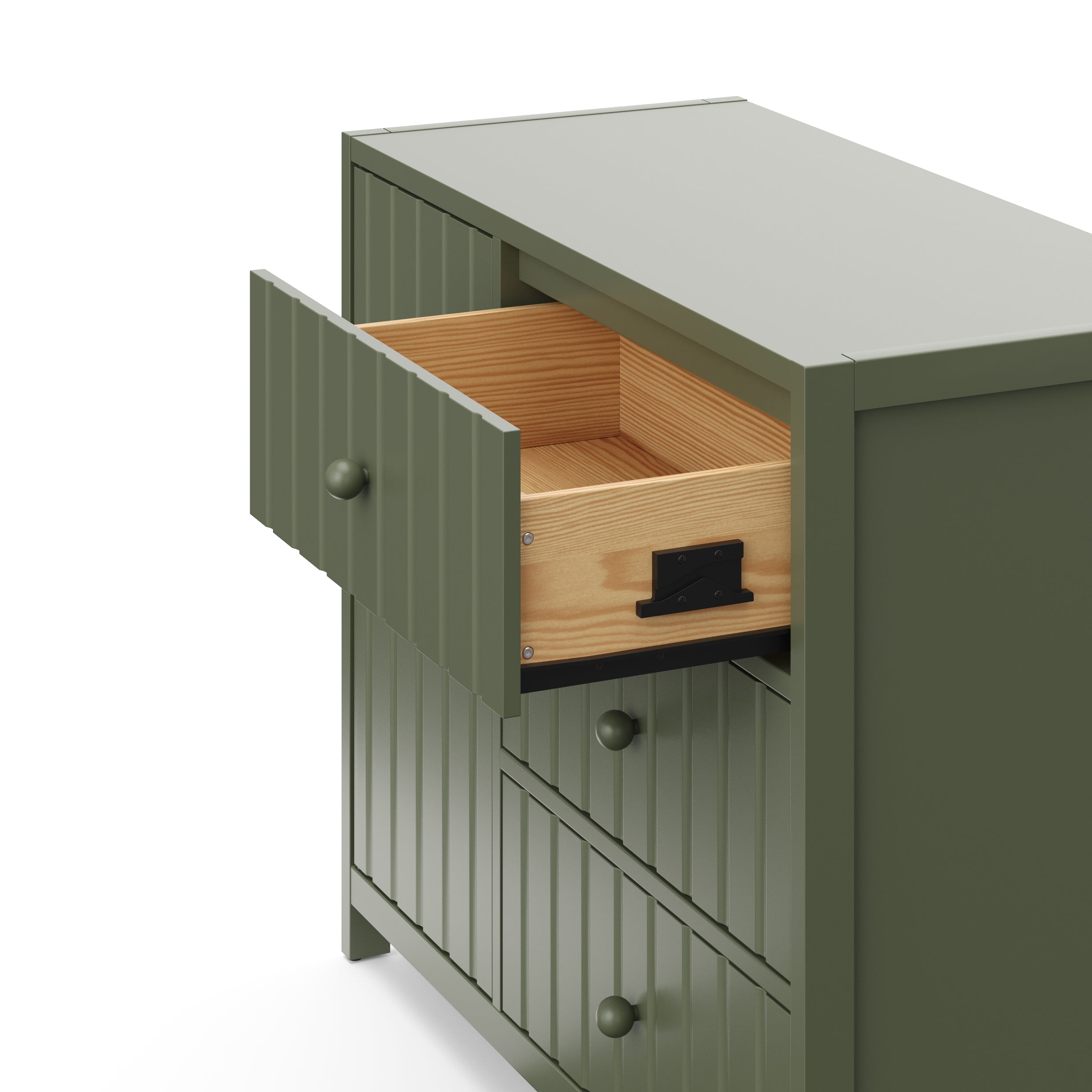 3 drawer combo dresser with drawer out (olive)