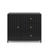 3 drawer combo dresser front view (black)