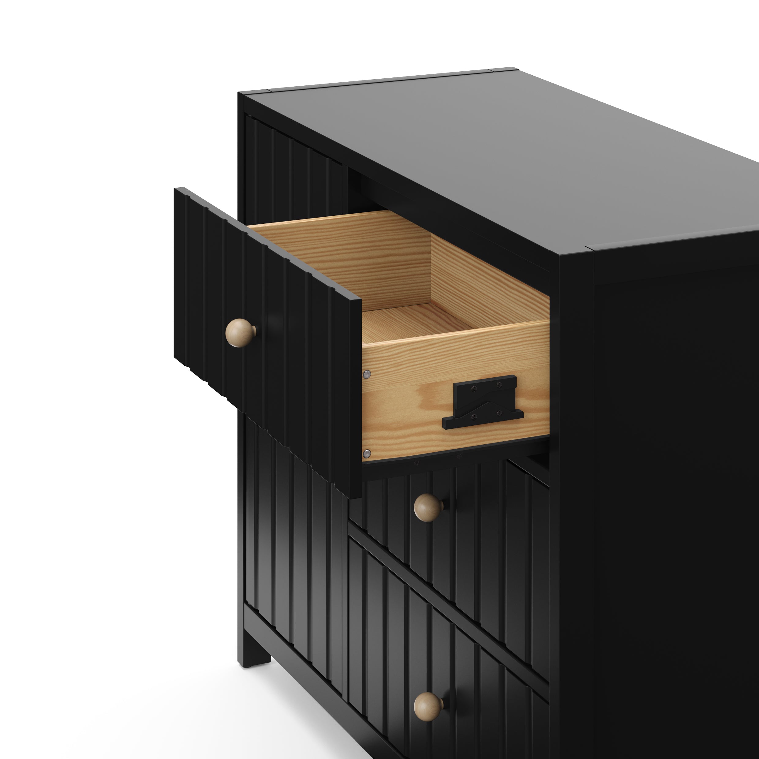 3 drawer combo dresser with drawer out (black)