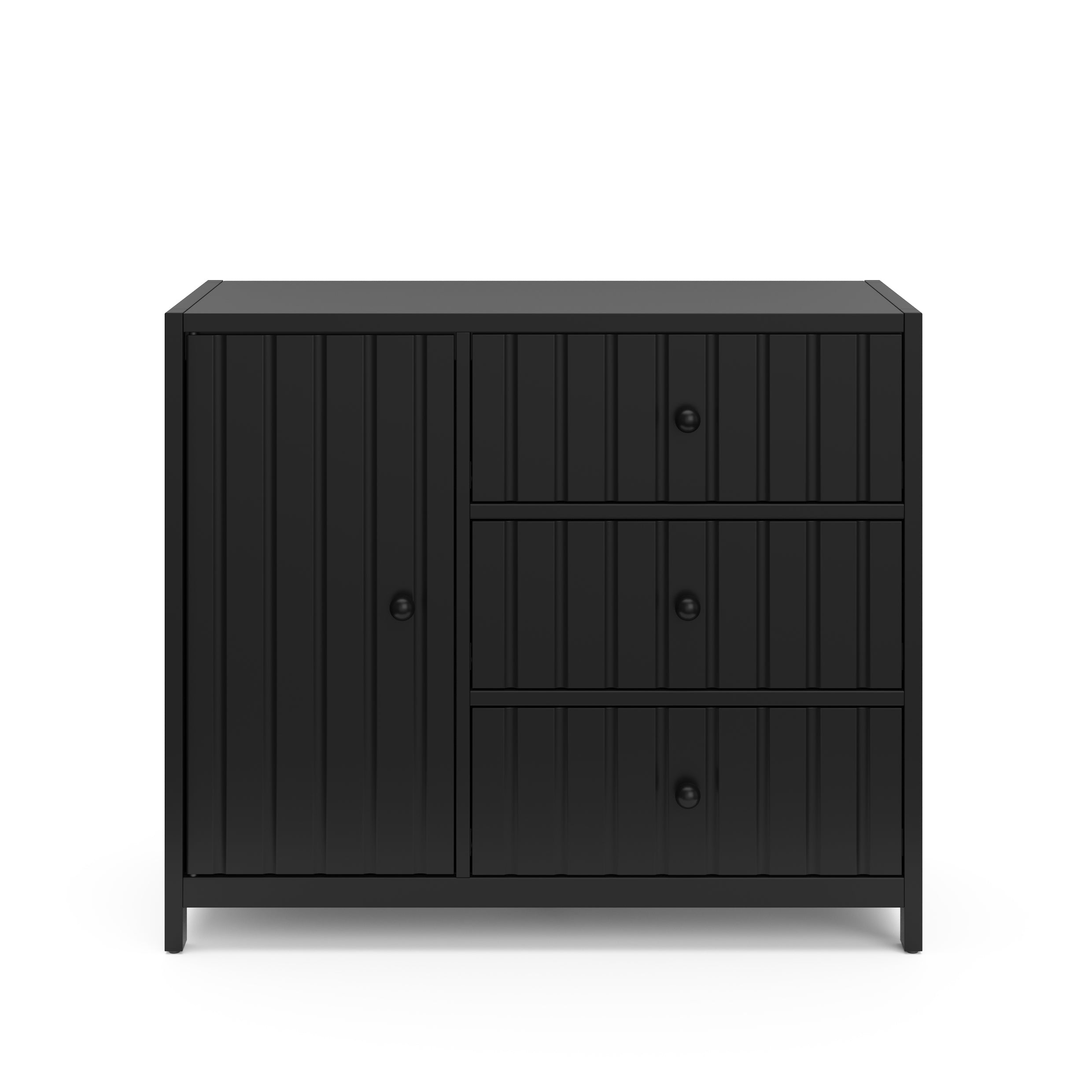 3 drawer combo dresser front view (black)