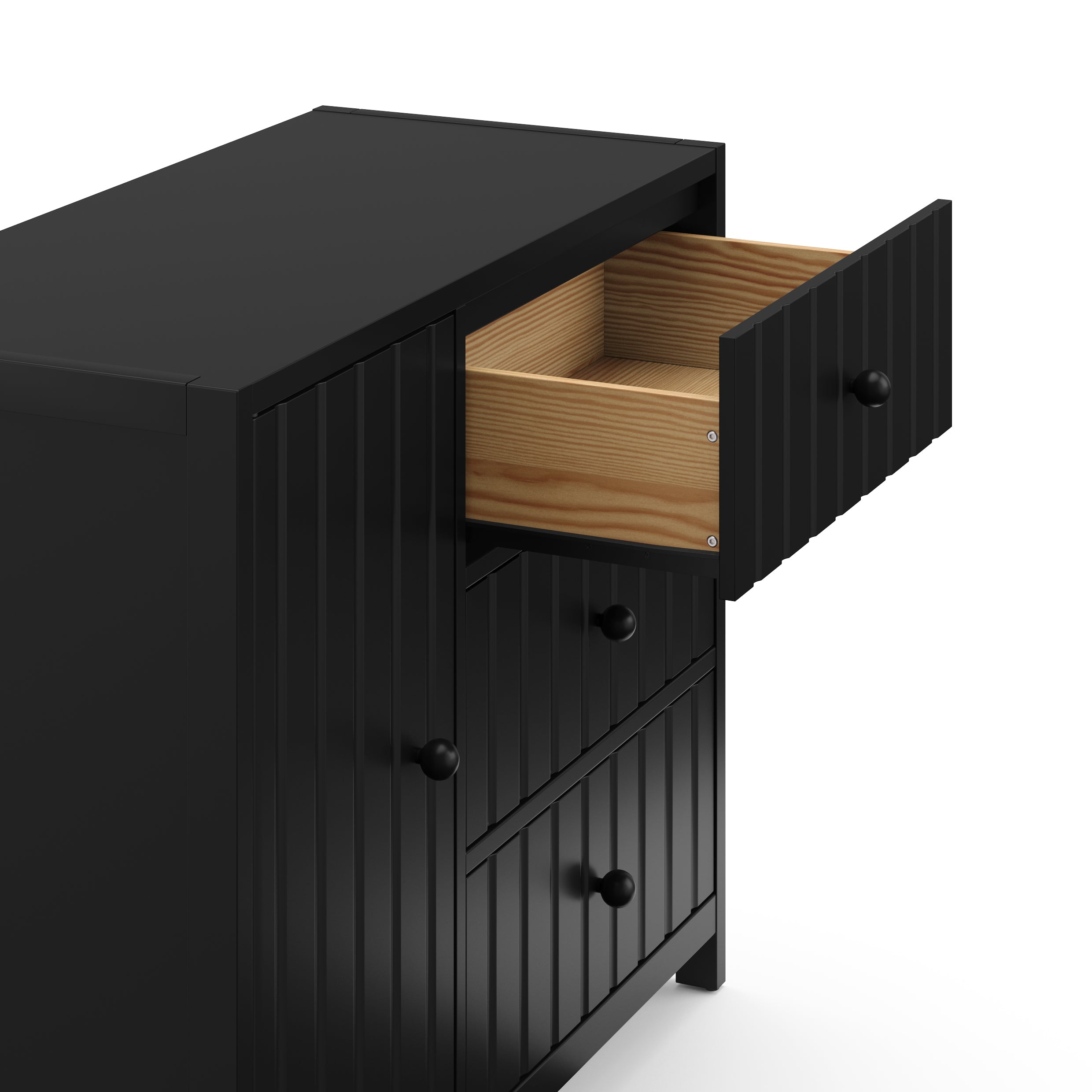 3 drawer combo dresser with drawer out (black)