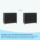 3 drawer combo dresser with different knobs (black)