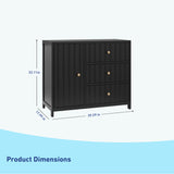 3 drawer combo dresser with dimensions (black)