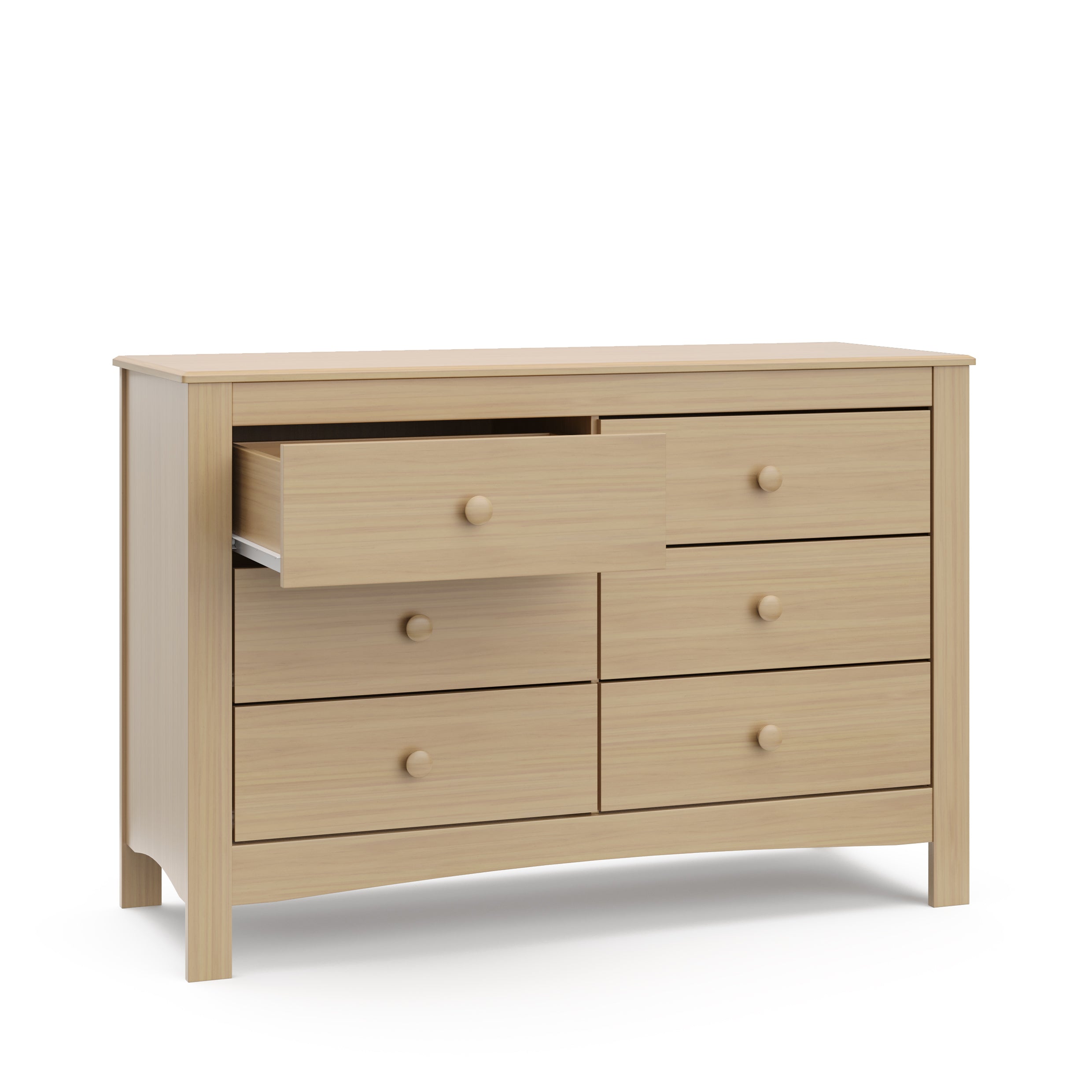 Driftwood 6 drawer dresser with open drawer