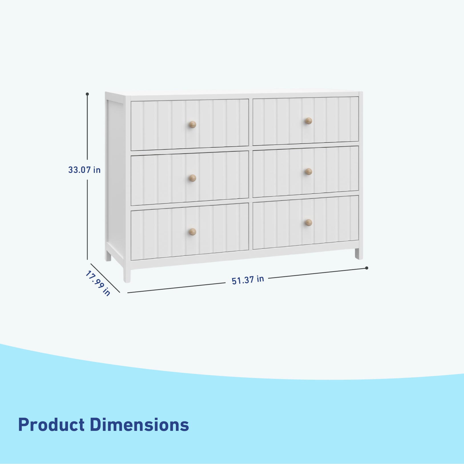 Graco® Teddi® 6 Drawer Dresser with Customizable Knobs.